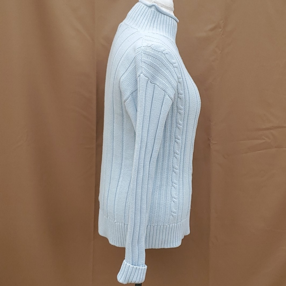 J. CREW BLUE CABLE KNIT SWEATER SIZE SMALL - Picture 4 of 10